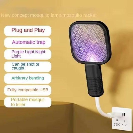USB Rechargeable Mosquito Racket with LED Light – Electric Bug Zapper Safe Home Use Pakistan - Smart Hud