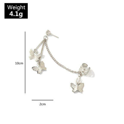 Elegant Butterfly Ear Cuff Earrings – Trendy Chain Style for Girls