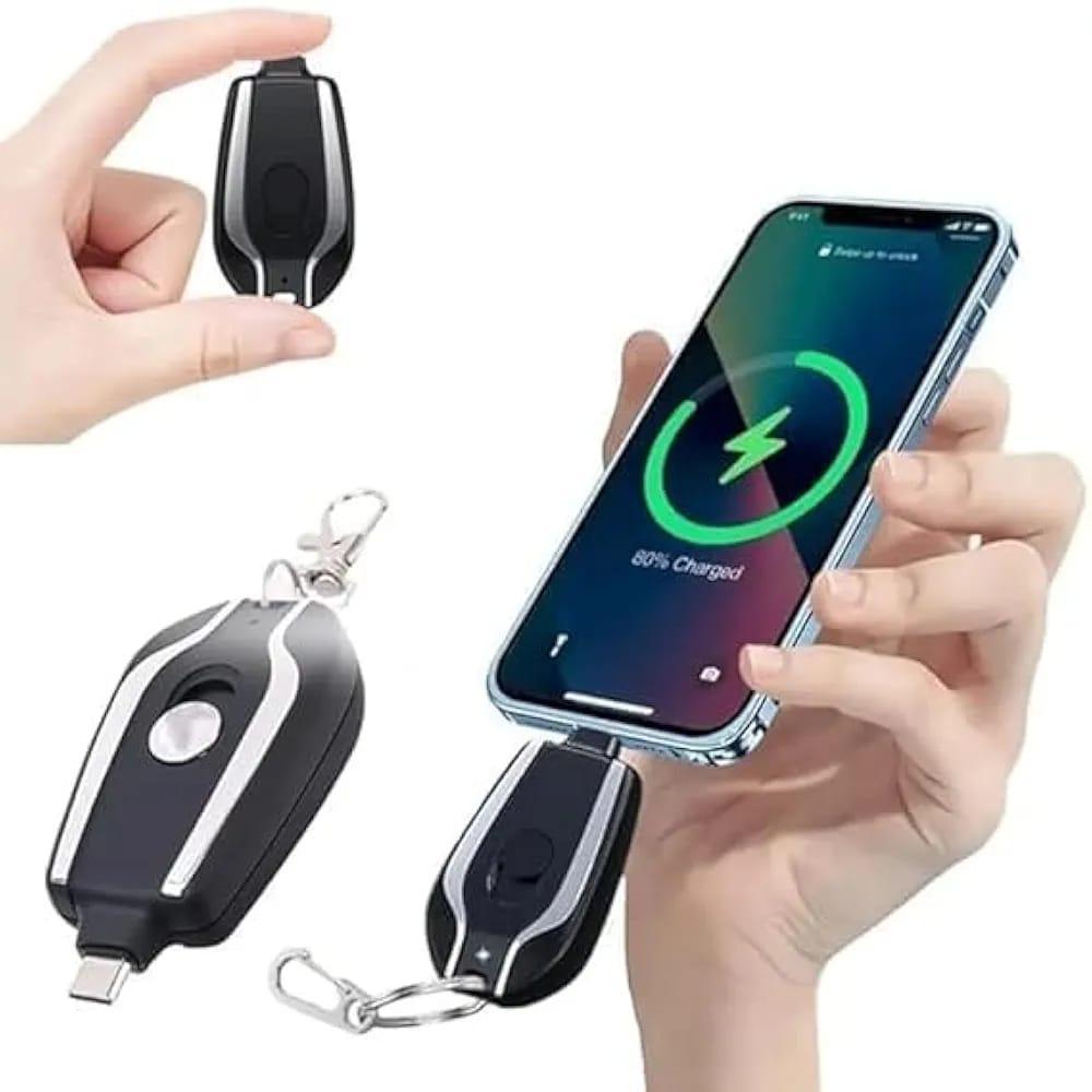 Fast Charging Keychain Power Bank – Portable Mini Charger USB Black Pakistan - Smart Hud
