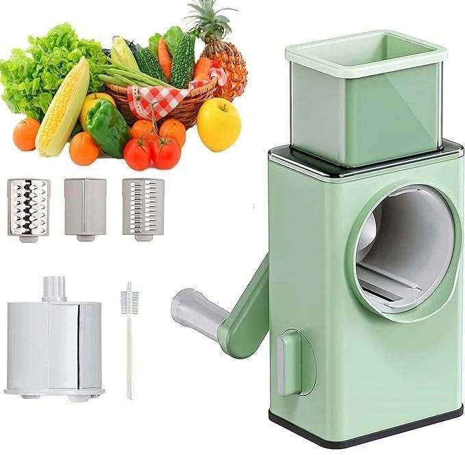 Green Manual Food Chopper with 3 Blades – Hand Pull Vegetable Cutter Kitchen Tool Pakistan - Smart Hud
