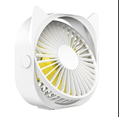 Mini Cat Ear USB Rechargeable Desk Fan – 360° Portable Cooling Fan Blue Pakistan - Smart Hud