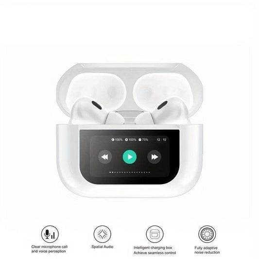 White Bluetooth Earbuds with Charging Case – Wireless AirPods Style Earphones Pakistan - Smart Hud